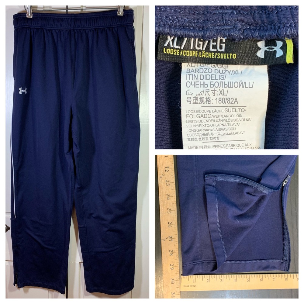Under Armour Mens XL Navy Blue Loose Fit Athletic Track Pants‎ Athleisure Sporty